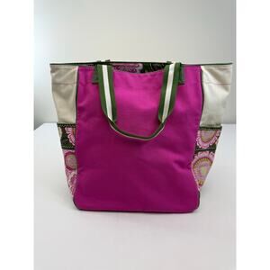Vera Bradley Olivia Pink Trimmed Vera Tote Bag
